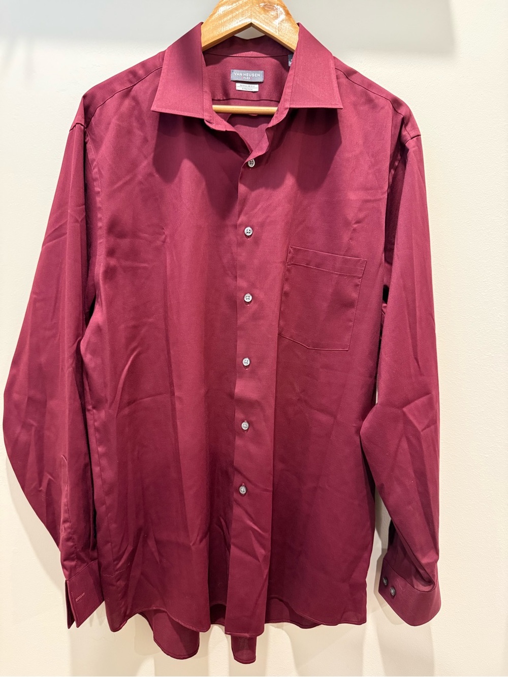 Van Heusen Men's Long-Sleeve Dress Shirt - Burgundy